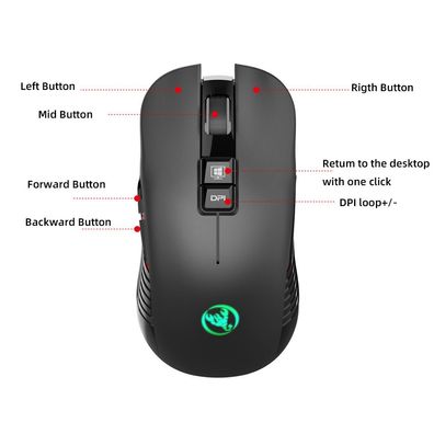 Neue wiederaufladbare kabellose Maus 3600 dpi bunt leuchtende Gaming-Maus 7D-Mau