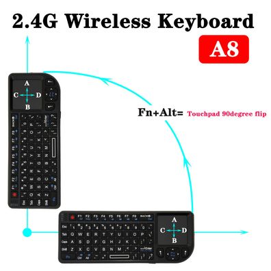 Kabellose Tastatur mit Laser, 2,4 G kabellose Mini-Tastatur mit Touch-Modus, iP