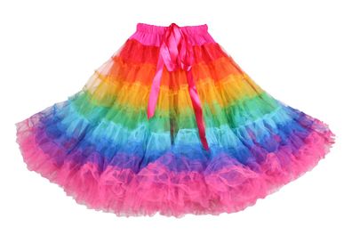 bunter Petticoat Rainbow Regenbogen Rock Tüllrock verstellbar Karneval Fasching