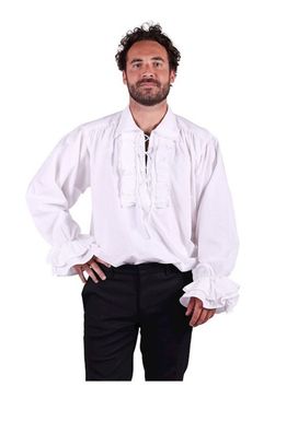 weißes Piraten Hemd Herren historisch Mittelalter Pirat Bauer Karneval Fasching