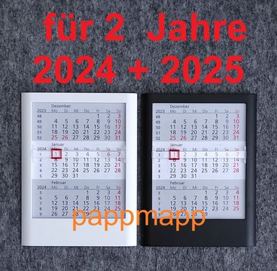 Dreimonatskalender 2 Jahre 2024 + 2025 Tischaufsteller Tischkalender schwarz/ weiß