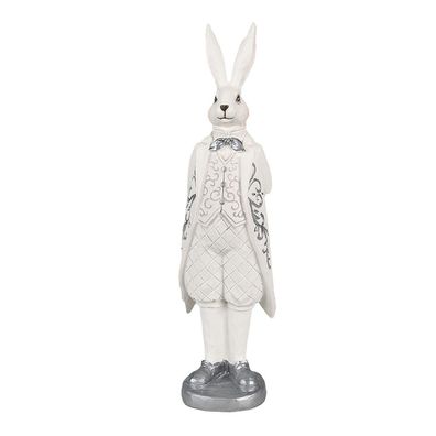 Clayre & Eef Figur Kaninchen 30 cm Weiß Silberfarbig Polyresin (Gr. 9x8x30 cm)