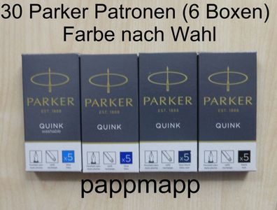 30 Parker Quink Tintenpatronen -Farbe nach Wahl- Füller Patronen Tinte Z44