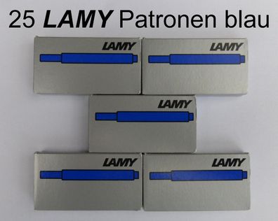 25 LAMY Patronen T10 blau - 5 Schachteln mit je 5 Patronen blaue löschbare Tinte