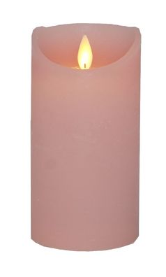 LED Kerze echtwachs Stumpenkerze Höhe 15 cm rosa Einschaltautomatic + Timer