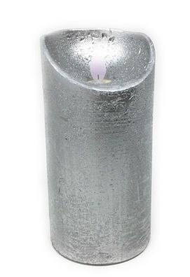 LED Stumpenkerze 15 cm silber mit Timer