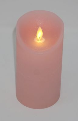 LED echtwachs Stumpenkerze 15 cm rosa Timer bewegliche Flamme Kerze Teelicht