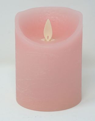 LED echtwachs Stumpenkerze 10 cm rosa Timer bewegliche Flamme Kerze Teelicht