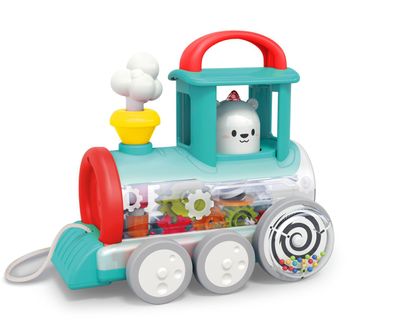 Moni Kinder-Nachziehspielzeug Zug E7995A, Räder, Ziehschnur, Motorikspielzeug