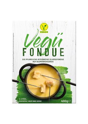 Vegü veganer Fondue-Käse 400g Käse-Fondue aus der Schweiz auf Blumenkohlbasis