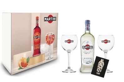 Martini Bianco Schuber Geschenkset - Wermuth 0,75L (14,4% Vol) + 2x Ballon Glas