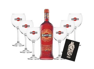 Martini Fiero Wermut 1L (14,4% Vol) + 6x Martini Royale Ballon Cocktail Gläser