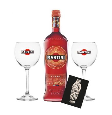 Martini Fiero Wermut 1L (14,4% Vol) + Martini Royale Ballon Cocktail Glas Set