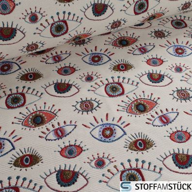Stoff Baumwolle Polyester Gobelin weiß Auge blickdicht Dekostoff Augen