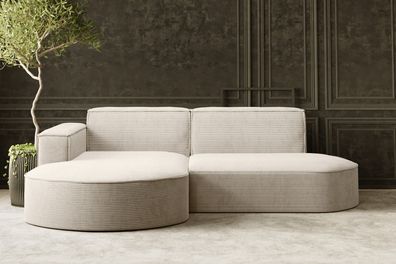 Ecksofa Designer MODENA STUDIO stoff Dicker cord Poso Beige