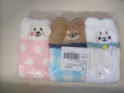 Kindersocken Christmas Socks Pink Blue Hund Katze 3 Paar