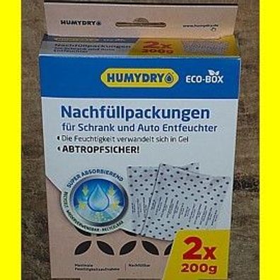 Humydry Nachfüllpack für Auto und Schrank Entfeuchter ECO-Box / 2x 200g Gel-Bag