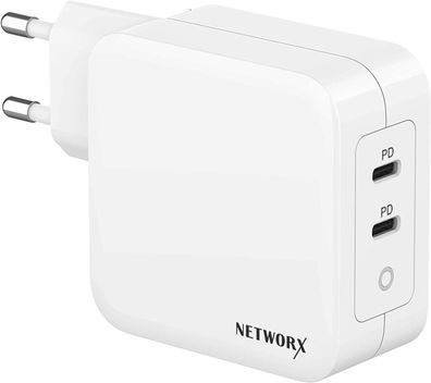 Networx USB-C Dual Netzteil für MacBook Pro 16" USB-C 100 W/ USB-C 45 W weiß