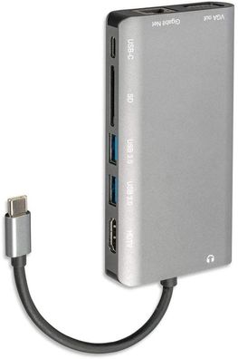 4smarts 8 in1 Hub USB Typ-C Ethernet, HDMI,3 x USB 3.0, Kartenleser grau