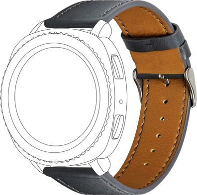 topp Smartwatch Armband Lederarmband Samsung Galaxy 42mm Active Sport grau
