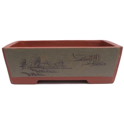 Bonsai - Schale eckig 47 x 34 x 15,5 cm, mit handgeritzten Motiven 40612