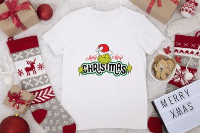 Damen T-Shirt Dr. Seuss Grinch Hugs Christmas Shirt Weihnachten T-shirt