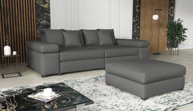 Big Sofa Megasofa Riesensofa AREZZO inkl. Hocker Stoff Now or Never Dunkelgrau