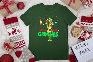 Herren T-Shirt - Drink up grinches, christmas lights, drinking wine, Grinch Weihnacht
