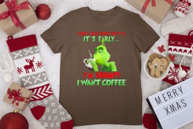 Damen T-Shirt Grinch Coffee Grinch Christmas Shirt Weihnachten T-shirt