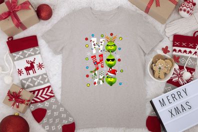 Damen T-Shirt Ho ho ho Grinch Christmas Shirt Weihnachten T-shirt