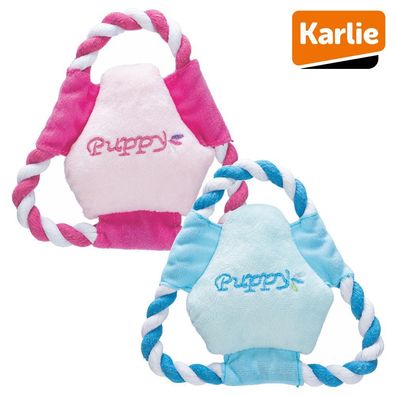Karlie Plüsch-Welpenspielzeug Frisbee - Hunde Spielzeug mit Seil und Squeaker