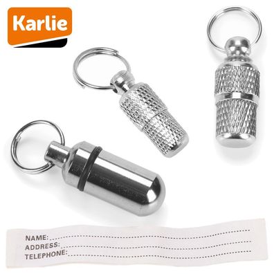 Karlie Adressanhänger silber - 3 Größen für Hund/ Katze - Adresshülse Adresstube