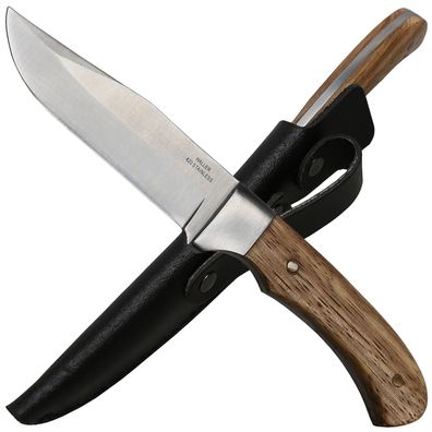 Haller kleines Outdoormesser mit schwarzer Lederscheid Gürtelmesser Jagdmesser