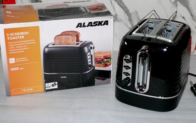 Alaska TA2220 Retro Toaster Doppelschlitz 1050W 6 Stufen Brotaufsatz Black Edel
