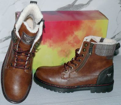 Mustang Modern ZIP Warme Herbst Winter Schuhe Boots Stiefel Futter 42 Braun D4