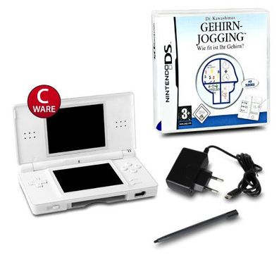 DS Lite Konsole Weiss #71C + ähnl Ladekabel + Spiel Dr Kawashimas Gehirn Jogging