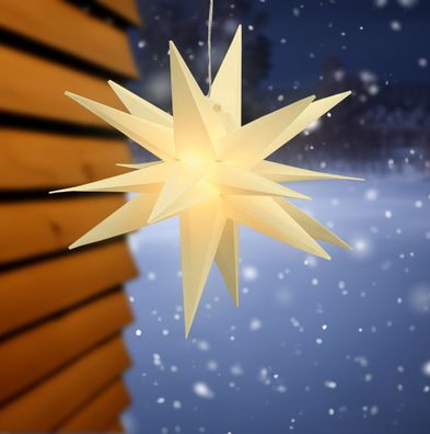LED Advents Stern 3D warm weiß 35 cm - Weihnachten Hänge Deko Außen Timer Batterie