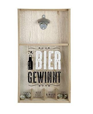 Gilde Spiel "Bier gewinnt" Wand-Flaschenöffner und Kronkorkensammler mit bedruckte...