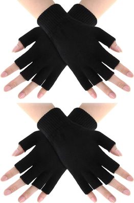 Gestrickte fingerlose Handschuhe, warme Halbfinger-Handschuhe, Winter-Strick-Fahrhan