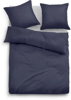 TOM TAILOR Bettwäsche Blau Dunkelblau einfarbig Baumwolle 135 x 200 / 80 x 80 cm