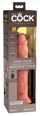 King Cock Elite Naturvibrator 9" - Vibrating + Dual Density Silicone Cock with Remote