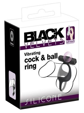 Black Velvets Vibro Penisring mit Hodenteiler