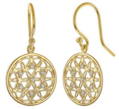 trendor Schmuck Damen-Ohrringe mit Mandala-Motiv 925 Silber Vergoldet 15936