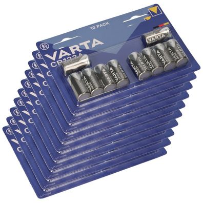 100x CR123A Varta Batterie Lithium 3V Photo Blister