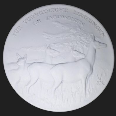 Medaille Porzellan Meissen Für vorbildliche Leistungen im Jagdwesen...