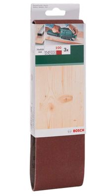 Bosch Schleifband 3 Stück, 75 x 533 mm Körnung100 für Bandschleifer
