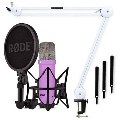 Rode NT1 Signature Purple Mikrofon Lila mit Gelenkarm Weiss