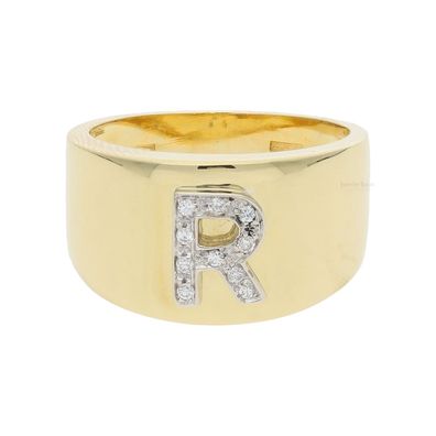 Ring 750/000 (18 Karat) Gold Buchstabe R mit Brillanten, getragen 253229...