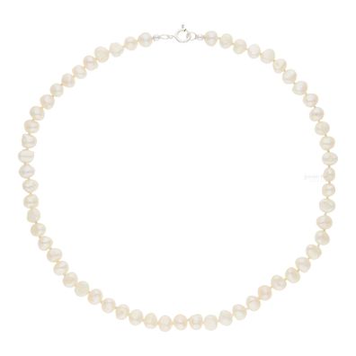 Perlenkette 925/000 Sterling Silber mit Süßwasser Zuchtperle, getragen ...