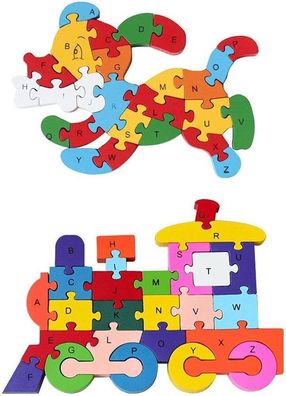 Holz-Alphabet-Puzzle, Alphabet-Puzzle, Buchstaben lernen, Blöcke, Buchstaben, Spielz